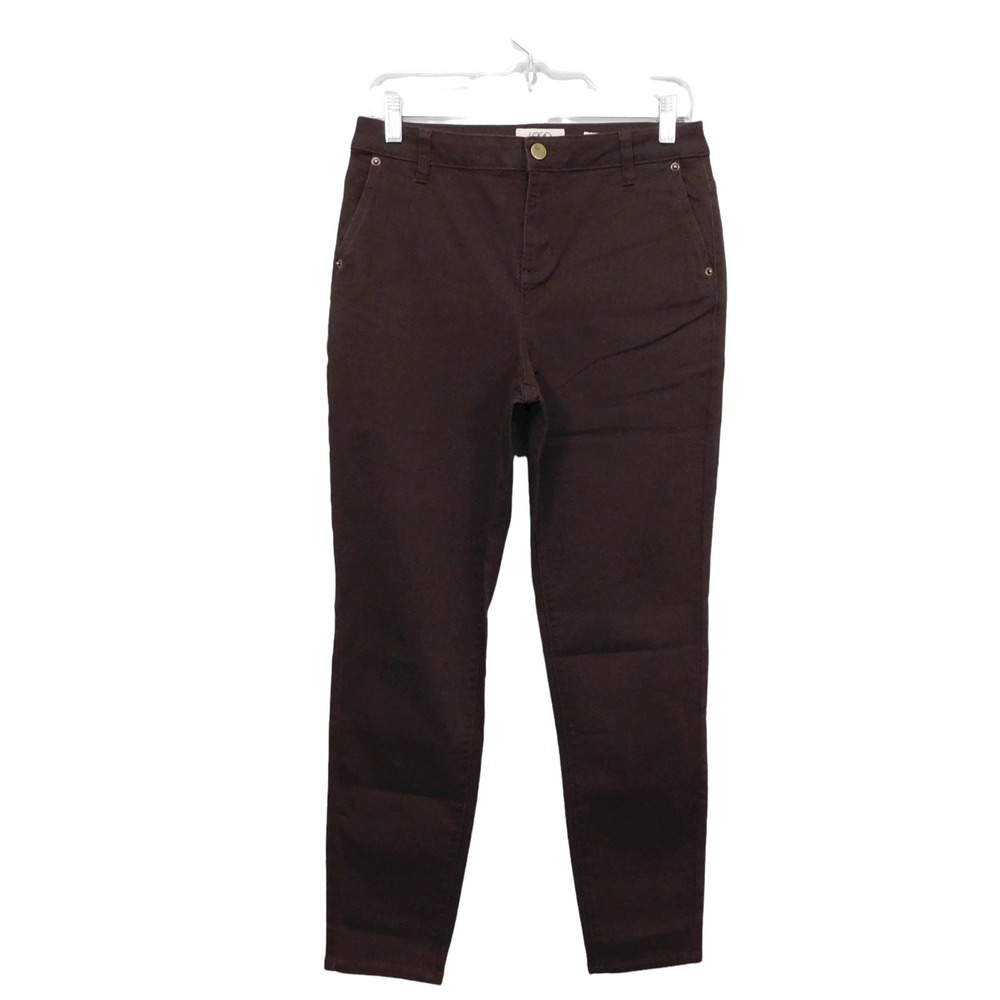 LOGO by Lori Goldstein Stretch Twill Skinny‎ Pants, Pockets, Dark Brown, Size 6
